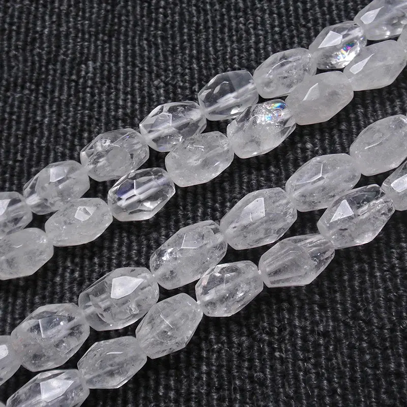 

Natural Faceted Freefrom White Rock Quartz Beads For Jewelry Making Beads 15'' Needlework Clear Crystal DIY Beads Trinket