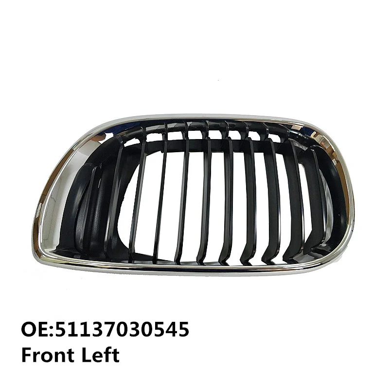 BTAP Right & Left Upper Grille Chrome & Black For BMW E46 3-Series 320i 325i 325Xi 330i 330Xi 1998-2005 51137030545 51137030546