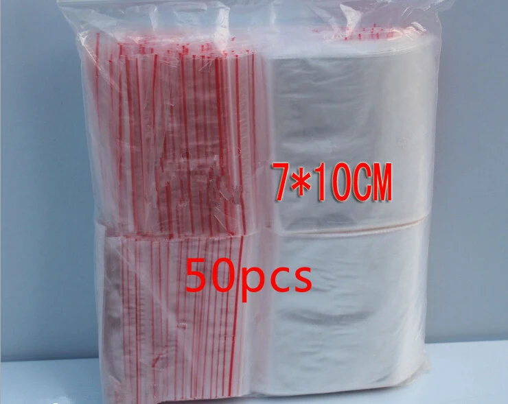 50pcs 7x10cm pe transparent travel gift packaging bags plastic bag for necklace/jewelry diy custom ziplock clear self seal bags