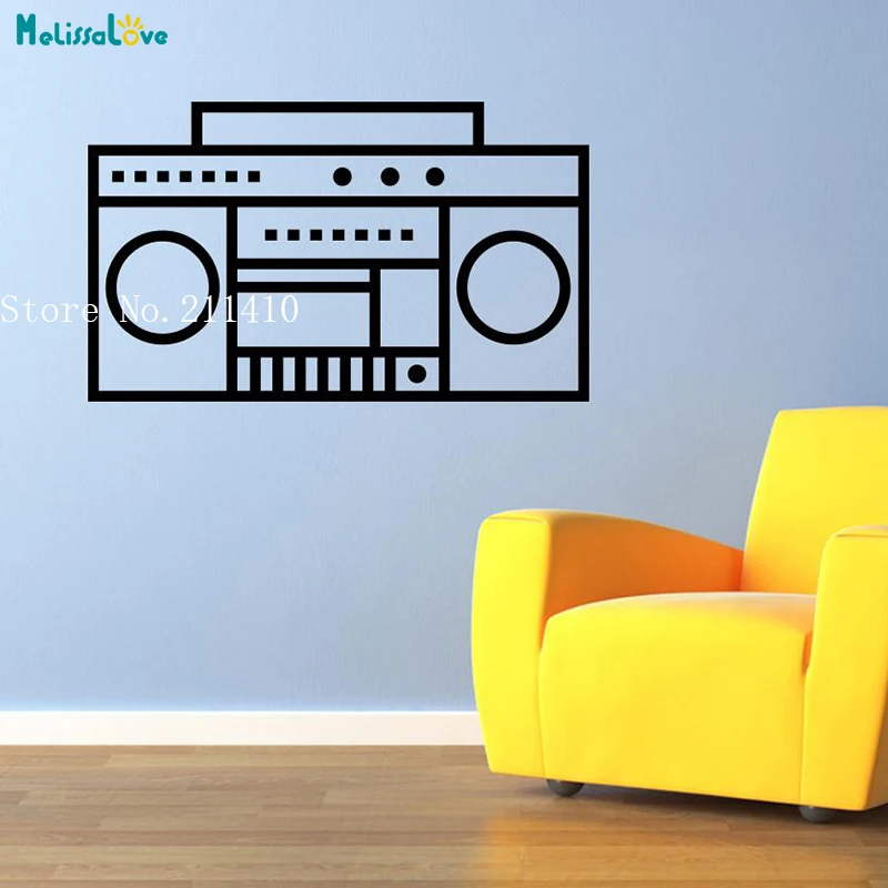 Music Equipment Wall Decals Boombox Wallpaper Sticker Home Decor For Living Room Self-adhesive Vinyl Art Murals Gift YT088