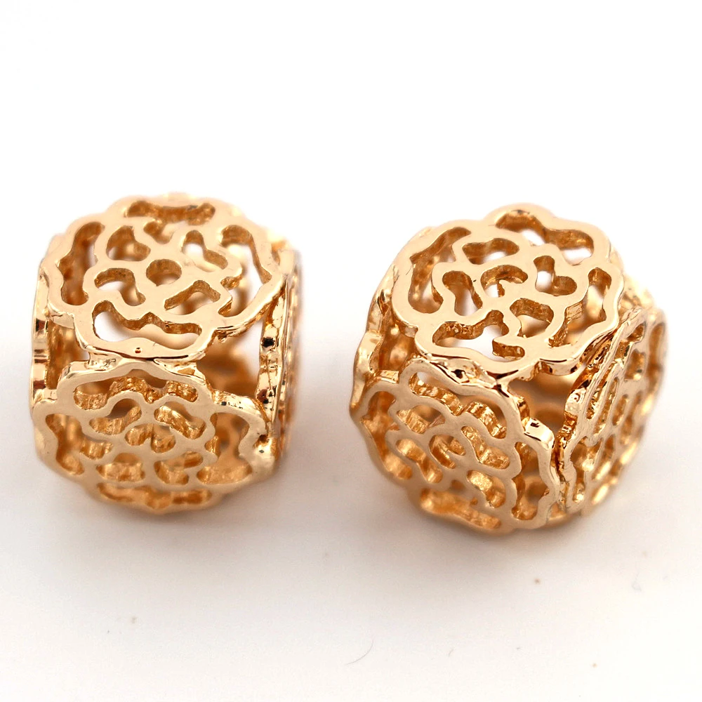 

Dubai Gold Spacer Beads Hollow Flower Connectors Square Cube Beading DIY Findings for African Men Women Wedding Necklace Jewelry