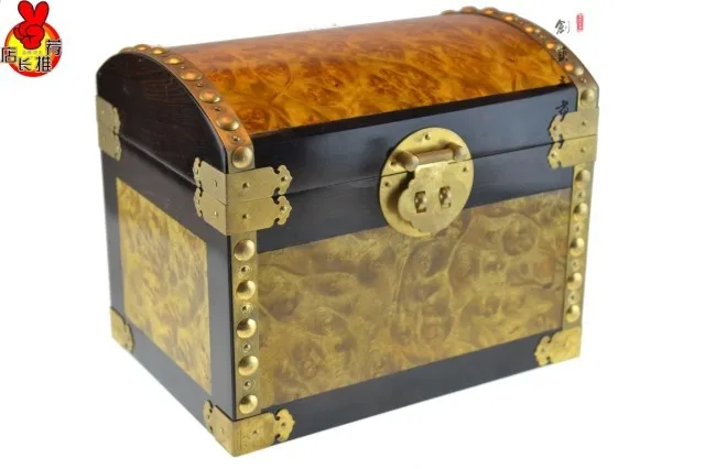 Ebony gold jewelry box jewelry box Zhang single board mahogany furniture decoration carving craft gift box for Xian