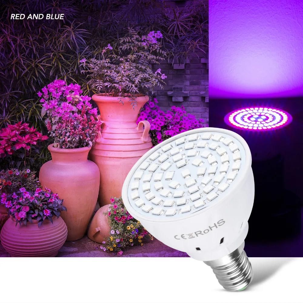 Lámpara LED para crecimiento de plantas, luz de espectro completo GU10 para Invernadero e Invernadero, E27, 3W, 5W, 7W