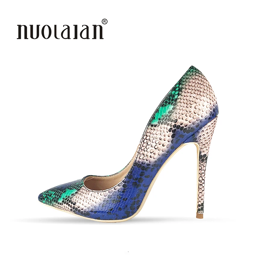 

2018 Brand fashion Women Shoes Snake Printed Woman Shoes Sexy Stilettos High Heels 12cm/10cm/8cm Pointed Toe Women Pumps