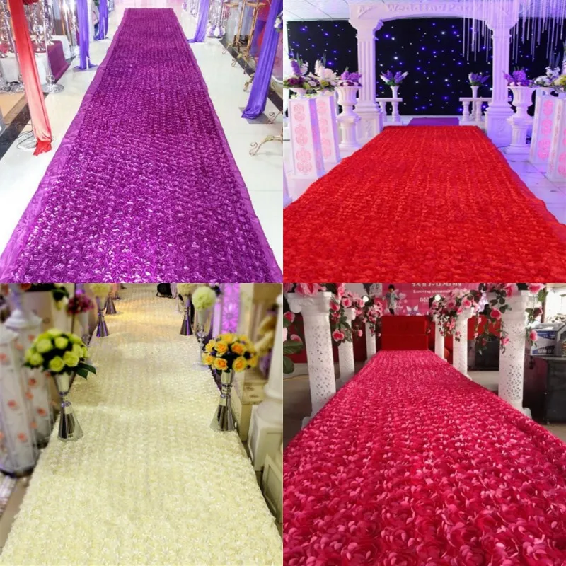 New Arrival Fashion Wedding Centerpieces Favors 3D Rose Petal Carpet Aisle Runner For Party Decoration Supplies 14 Colors 66Ft