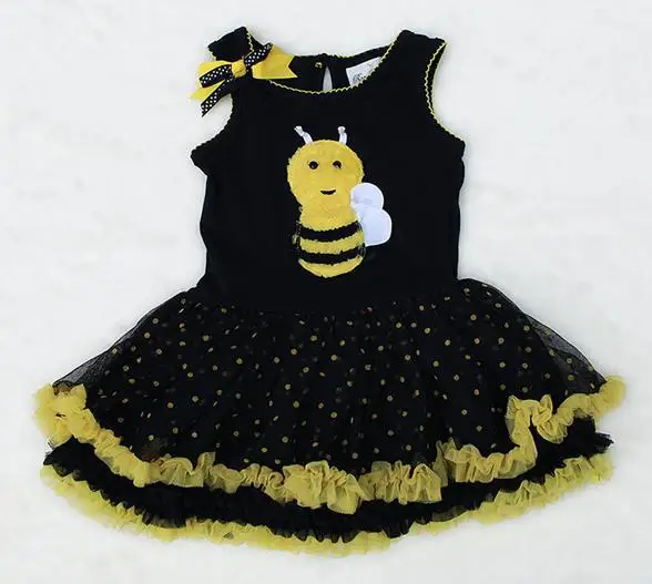 Bees Baby Girls Dresses TUTU Dress Cute Baby Girl clothes Baptism dress gowns newborn baby girl summer clothing