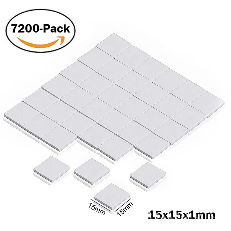 7200pcs 15mm*15mm*1mm Heatsink Cooling Conductive Silicone Pad Thermal Pad