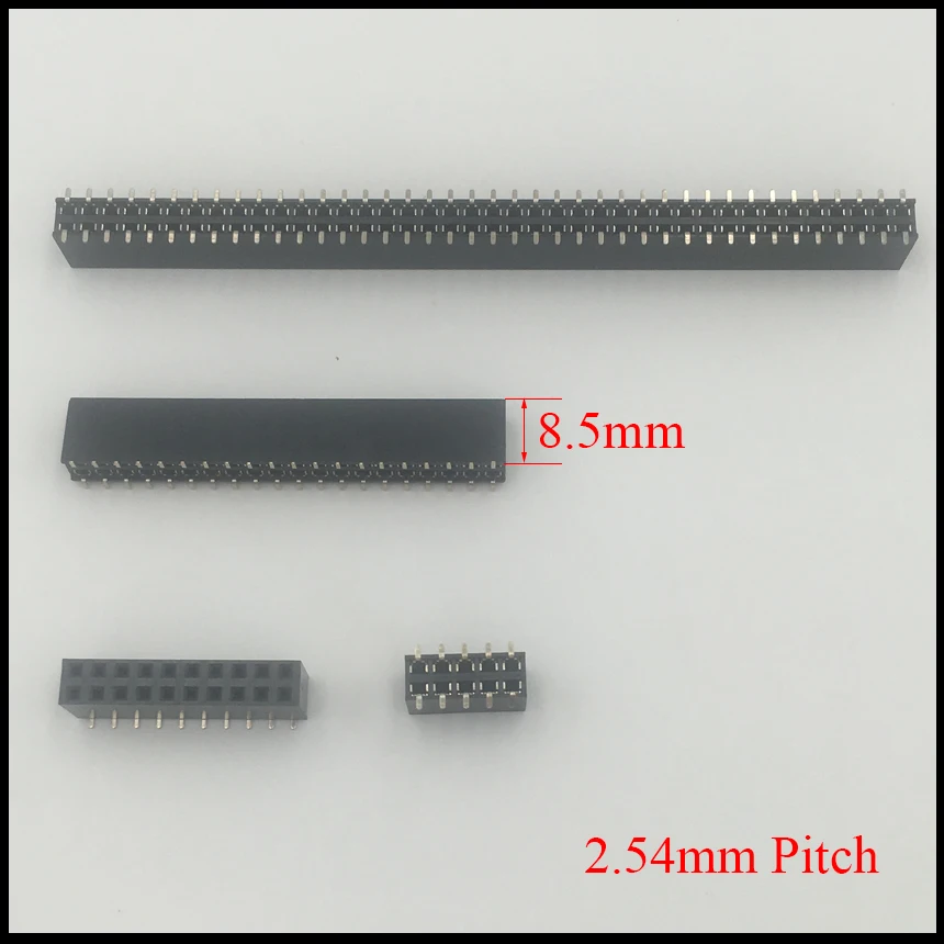 Tira de cabezal de Pin hembra SMD SMT de doble fila, 2x25, 2x25, 2x30, 2x30, 2x40 Pines, 32P, 36P, 40 P, 2,54mm de paso, 8,5mm de altura