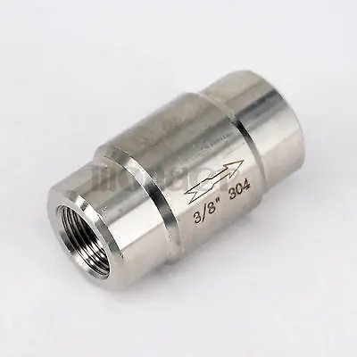 

3/8" BSP Female 304 Stainless Steel Non-return Inline Spring Valve One way Check Valve 64 bar