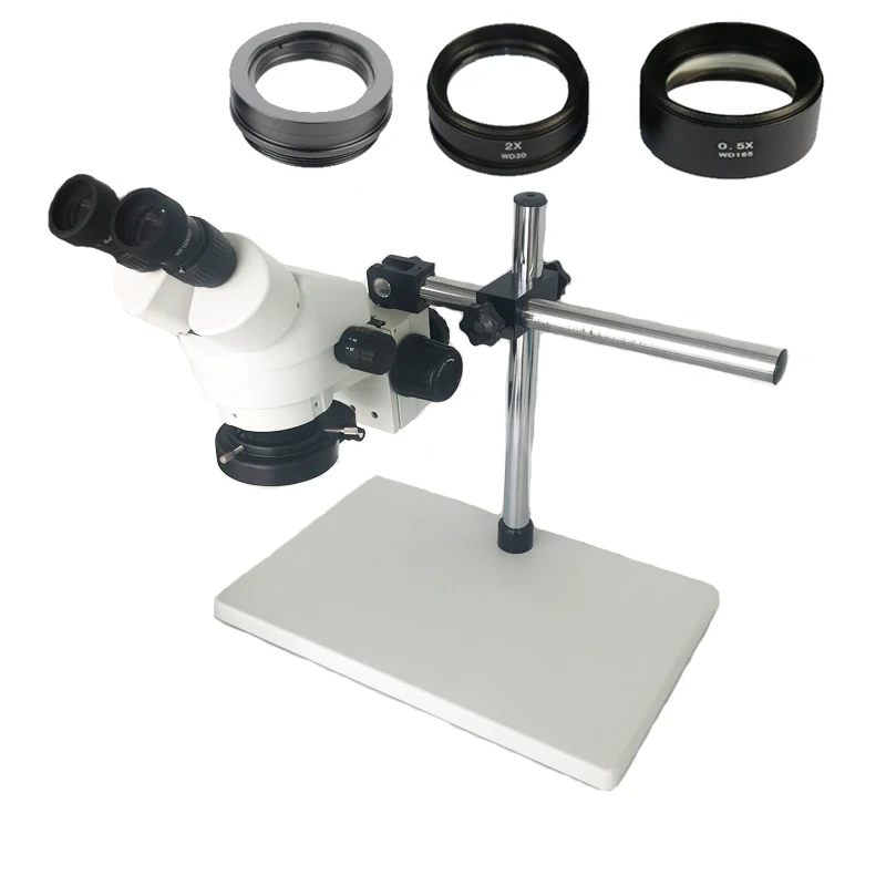 Black Binocular Stereo Microscope 3.5X 7X 45X 90X Soldering Microscope 56 LED Lights With Multi-Axis Adjustable Metal Arm