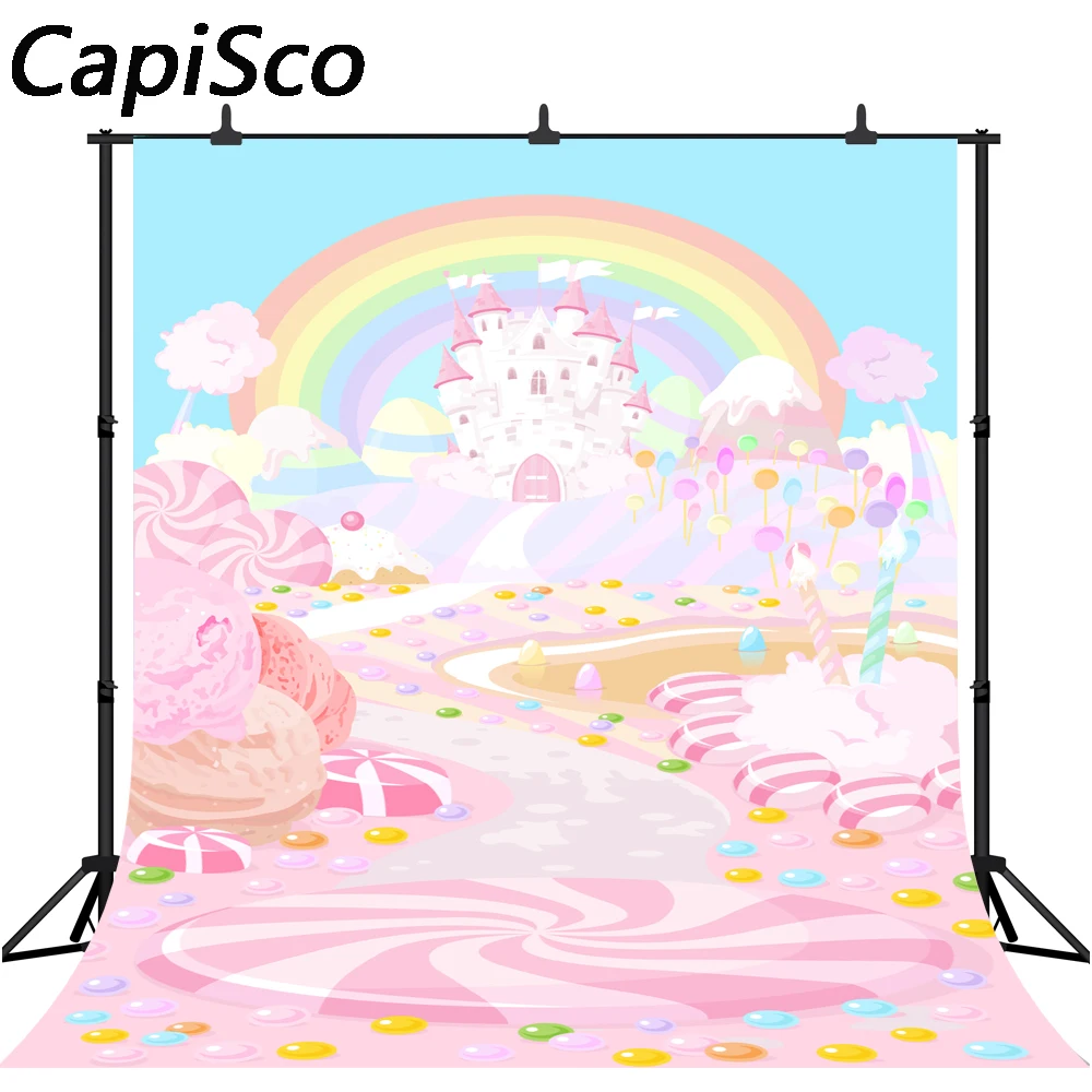 Capisco Regenbogen Rosa candy castle Baby dusche Fotografie Hintergründe Geburtstag party Fotografische Hintergründe Für Foto Studio