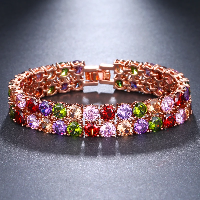 Emmaya Brand Fashion Charm AAA Cubic Zircon Multicolor Geometric Crystal Bracelets For Women Popular Jewelry Wedding Party Gift