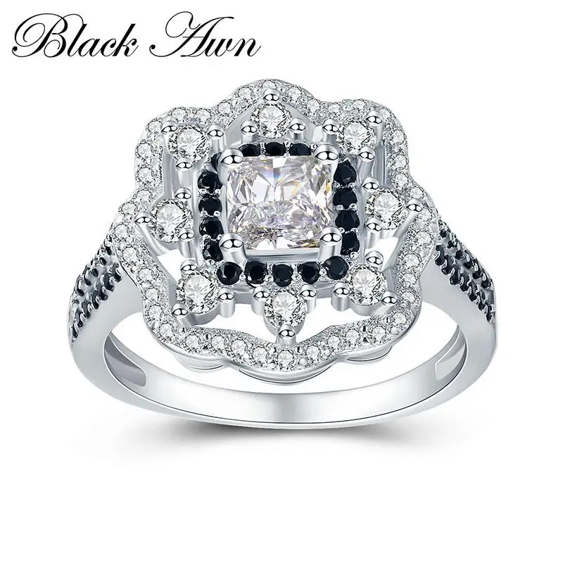 

Black Awn 2023 New Flower Wedding Rings for Women 925 Sterling Silver Jewelry Engagement Ring Bague C423