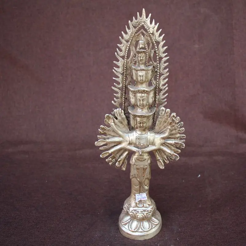 

Asiatic Old Tibetan silver Qianshouguanyin statue,Free shipping