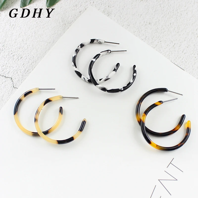 GDHY Fashion Grand Circle Drop Earrings Europe Retro Marble Pattern Pendant Earring For Woman Charm Personality Earring