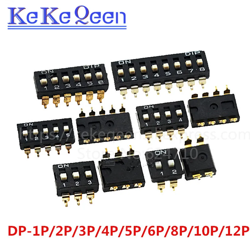 Direct dial code switch DIP black SMD switch DS DP-1P/2P/3P/4P/5P/6P/7P/8P/9P/10P/12P 2.54MM feet pitch