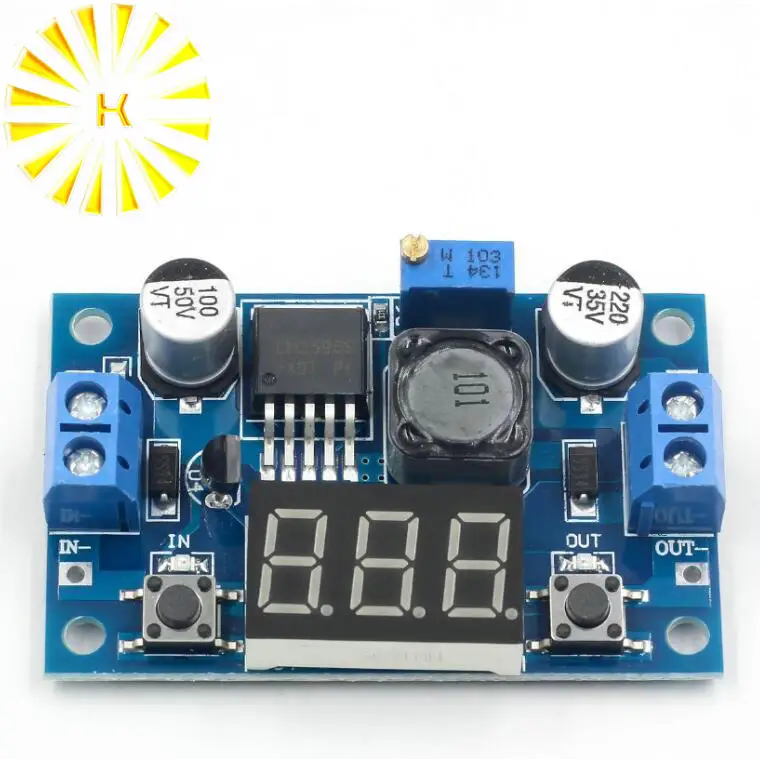 LM2596 Buck Step Down Power Converter Module LED Digital Voltmeter Display Adjustable Board DC-DC 2A Short Circuit Protection