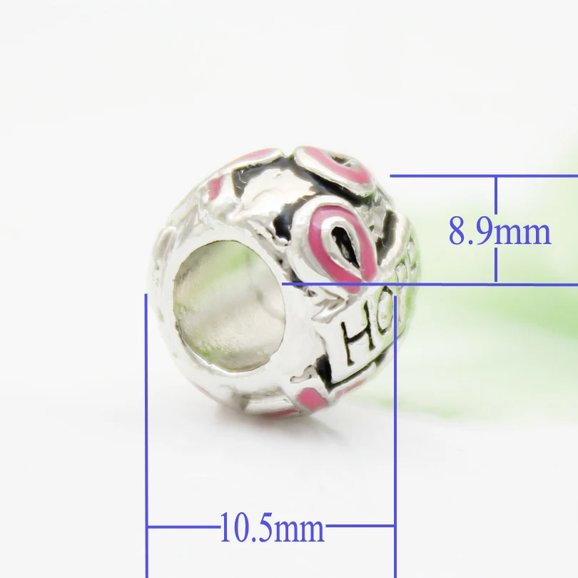 2022 New Valentine\'s Day Gift of Love of Fashion Pink Breast Cancer Ribbon Charm Beads Fit Pandora Bracelet