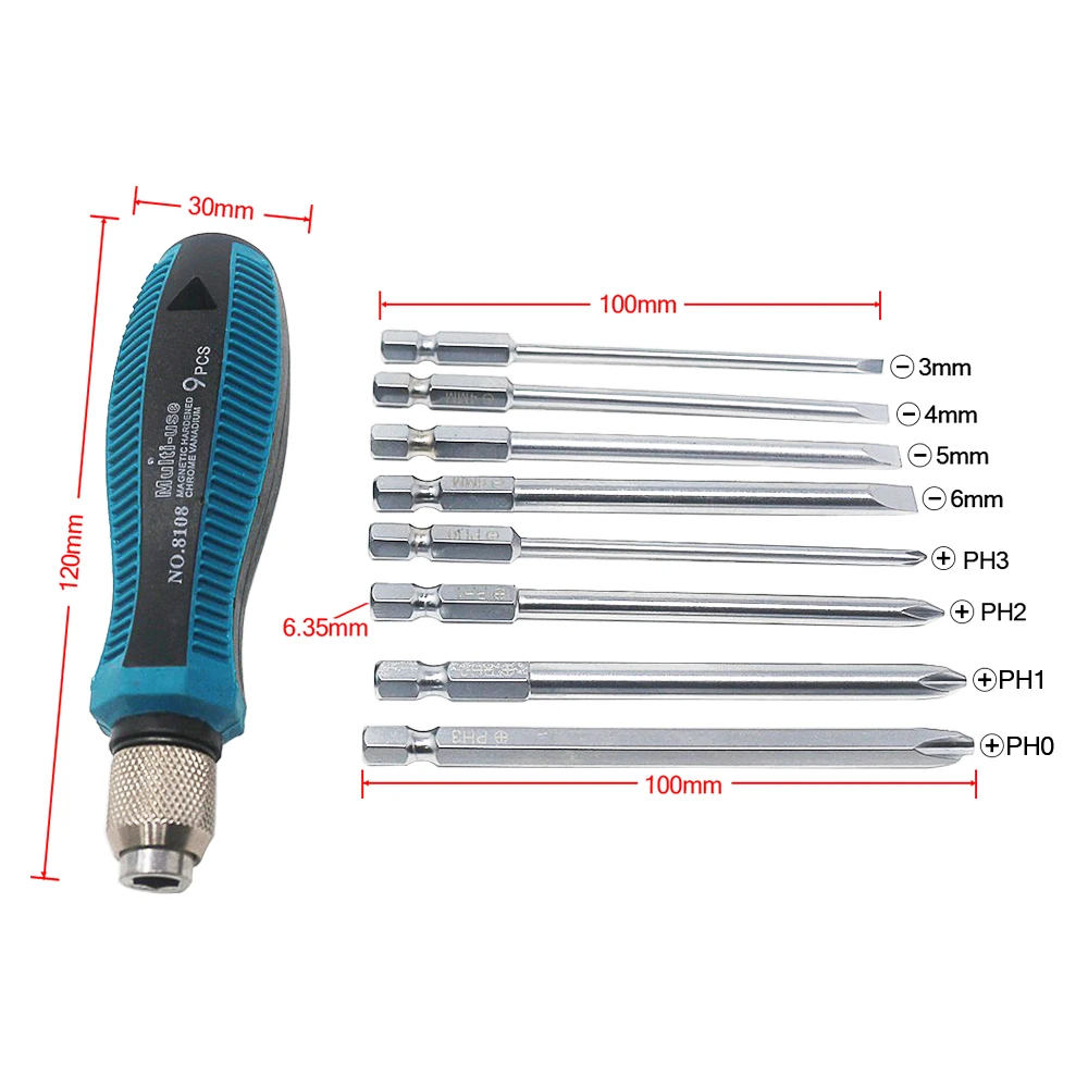 Precision Screwdriver Set 9Pcs/set Phillips / Slotte Multitool Screwdrivers With Magnetic Repair Hand Tools