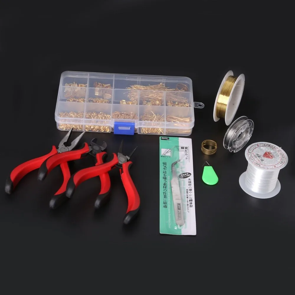 

1 SET JEWELRY MAKING KIT, BEADS CAP/FINDINGS/PLIERS Fit Jewelry Accessories DIY ZH-BDH010-19