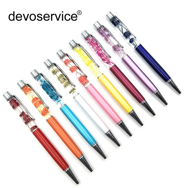 Logo Pen High Grade Fower Metal Gel Pen Sliver Private Custom Birthday Valentine's Day Engraved Gift School Office Writing Tool