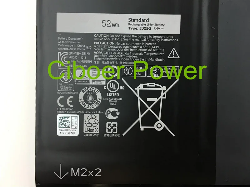 Original 7.4V 52Wh JD25G Battery for 13D 13D-9343 XPS 13D-9343-1808T series Laptop 0N7T6 0DRRP RWT1R 5K9CP DIN02