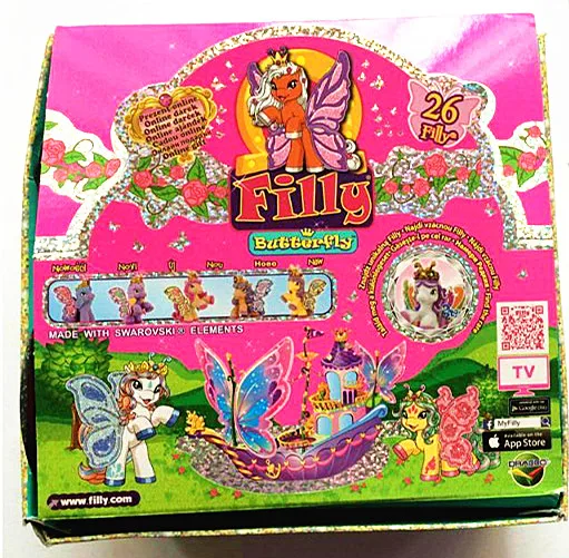 24Pcs/set Simba Filly Glittery Butterfly Series Horses Original Packaging Flocking Little Horse Dolls Set Kid Christmas Toy Gift