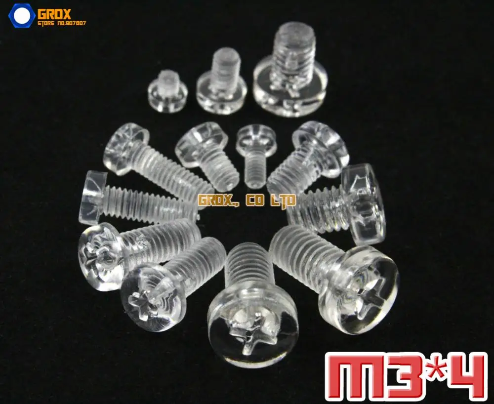 

300 Pieces M3 x 4mm Acrylic Phillips Pan Head Machine Screw Insulation Screw