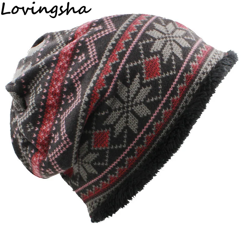 LOVINGSHA Skullies Beanies Girl Fashion Scarf Brand Autumn Winter Vintage Design Dual-use Hats For Women Warm Ladies HT061