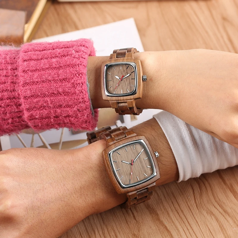 Unique Walnut Wooden Watches for Lovers Couple Men Watch Women Woody Band Reloj Hombre 2020 Clock Male Hours Top Souvenir Gifts