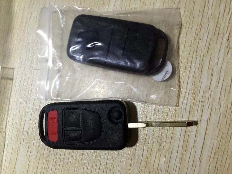 5PCS/lot For Benz S320 ML350 ML320 W140 4 Button Flip Remote Key Shell Case With HU39 Uncut Blade Fob Key Cover