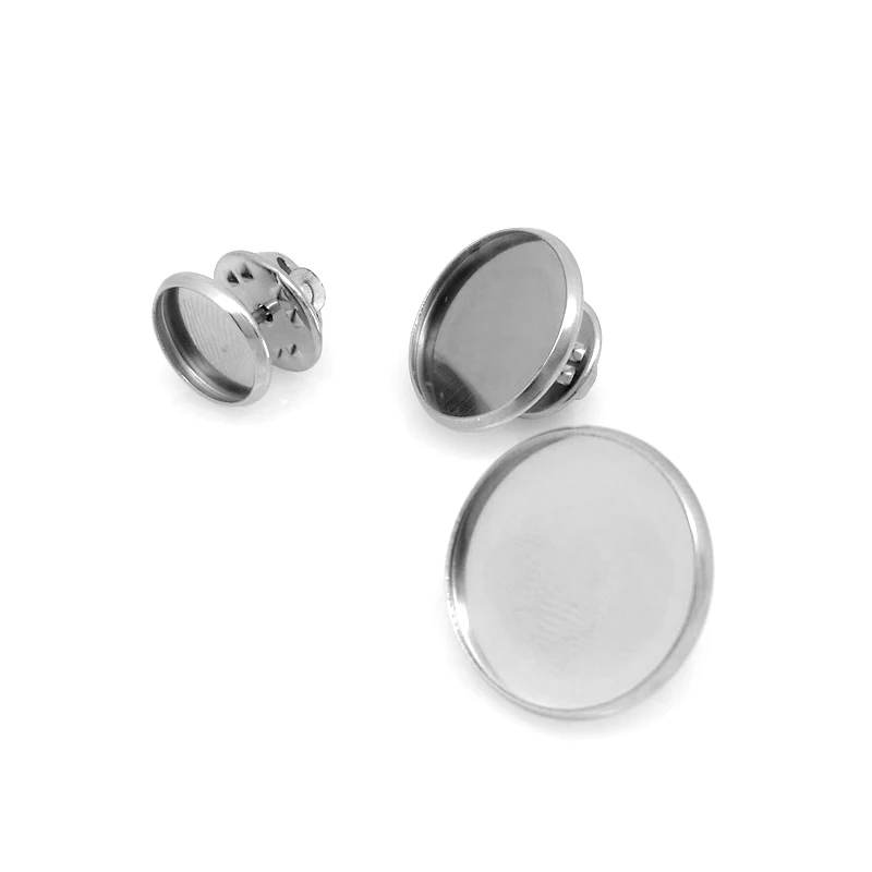 10pcs Fit12/14/16/18/20/25mm Stainless Steel Material Brooch Style Cabochon Base Blank Cufflink Spacer Settings Tie Tack Pins