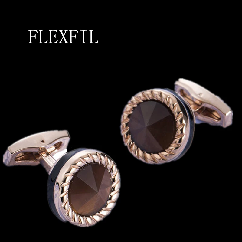 FLEXFIL Jewelry french shirt cufflink for mens Brand crystal Cuffs link Button male High Quality Luxury Wedding Free Shipping