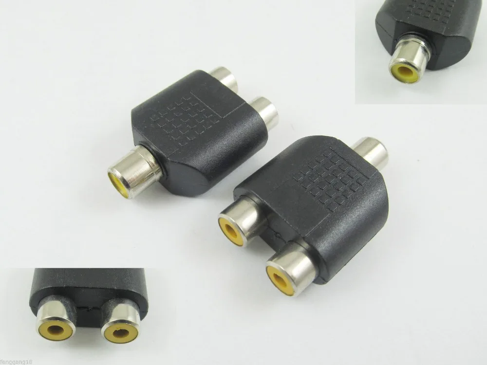 10 pcs RCA Fêmea Para Jack Dupla 2X Rca Fêmea Y Splitter Adaptador de Áudio Conector