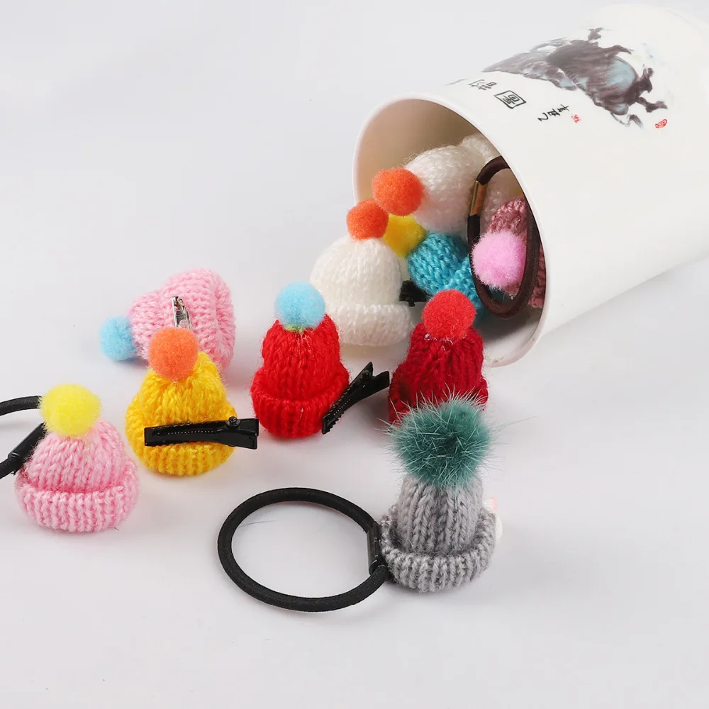 10 pz/lotto 3*3.5 centimetri di Lana di Lana Berretto di Natale Albero Di Natale Decorazione Tappo di Abbigliamento FAI DA TE Corda Testa Materiale