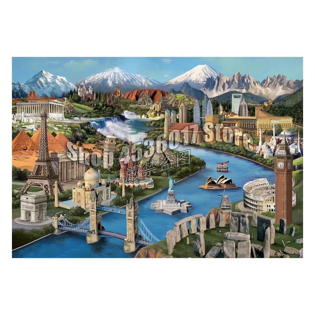 Popular Landmarks DIY Full Embroidery Diamond Painting Mosaic Cross Stitch France Italy Africa Art Needlework Crafts Home Decor