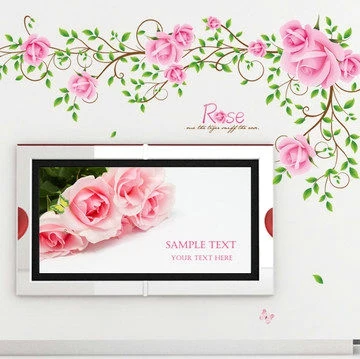 Landscape Photo Wall To Stick Decals Sitting Room Tv Setting Of Bedroom The Head A Bed Decorative Stickers Romance Rose Vine
