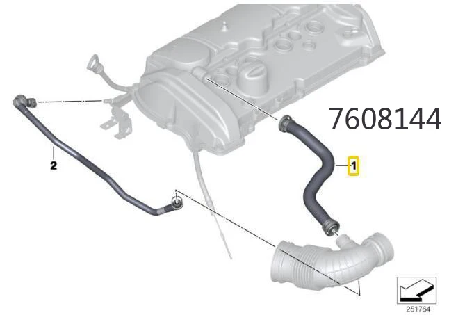 for  BMW F20 F20N F21 F21N F30 F31 Cylinder Head Vent Hose OEM 11157608144