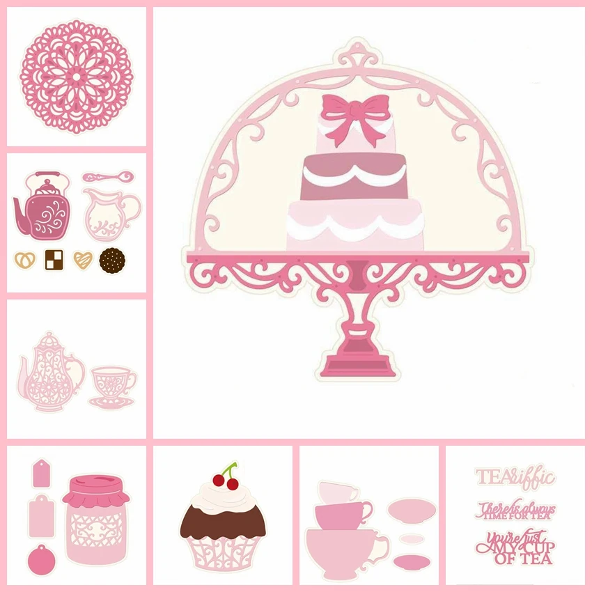 Leisure Afternoon Tea Party DIY Metal Cutting Dies Handicraft Scrapbooking Card Album Making Embossing Template Stencil Decor