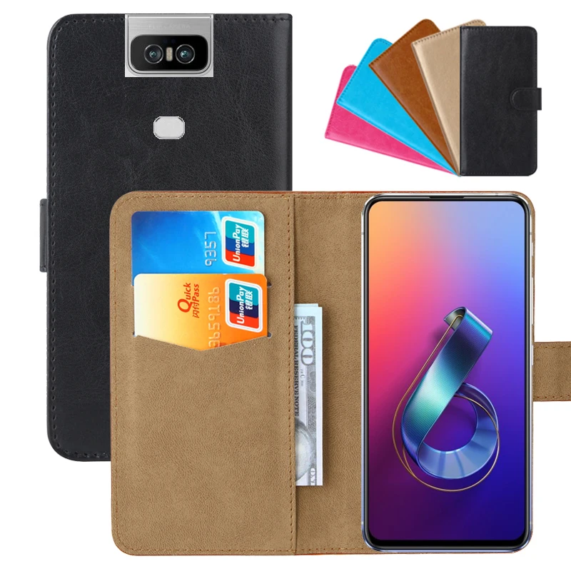 Luxury Wallet Case For ASUS ZenFone 6 (ZS630KL)/Edition 30/6z PU Leather Retro Flip Cover Magnetic Fashion Cases Strap