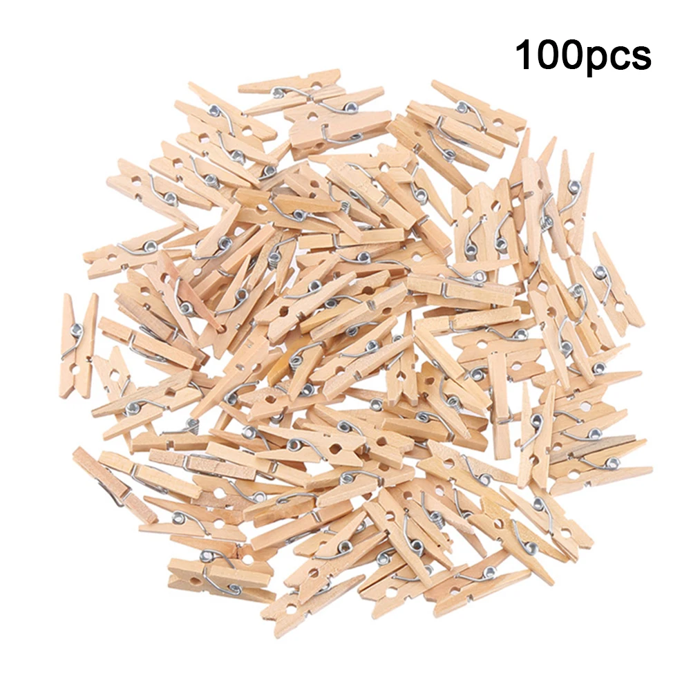 100 pces 2.5cm mini roupa de madeira natural pino foto papel peg clothespin artesanato diy