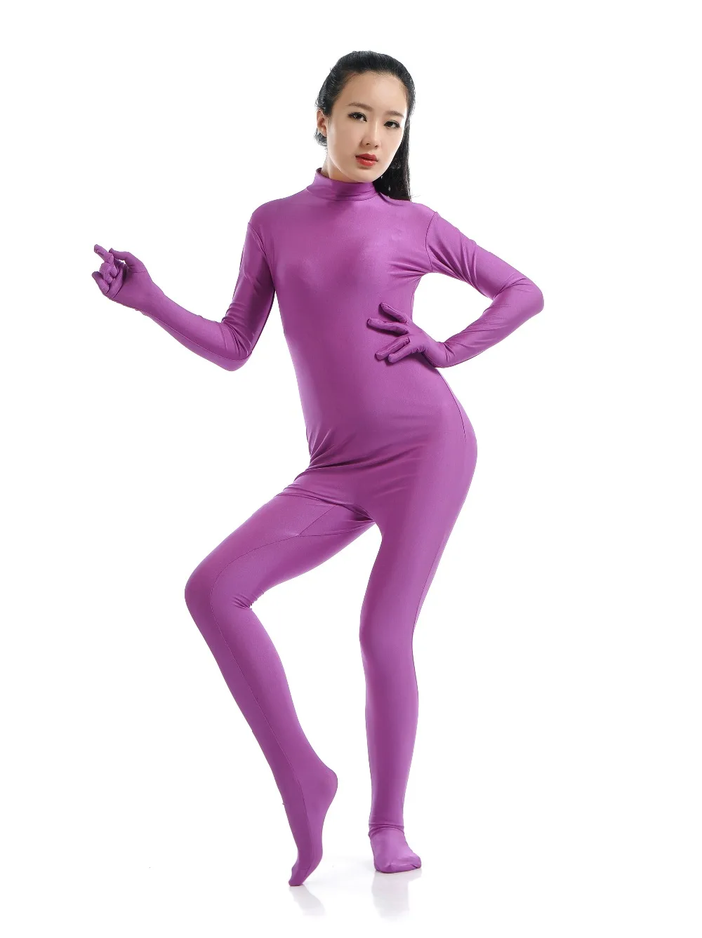 Women Adult Full Body Unisex Zentai Cosplay Spandex Skinny Turtleneck Jumpsuits Unitard Hollween Costumes