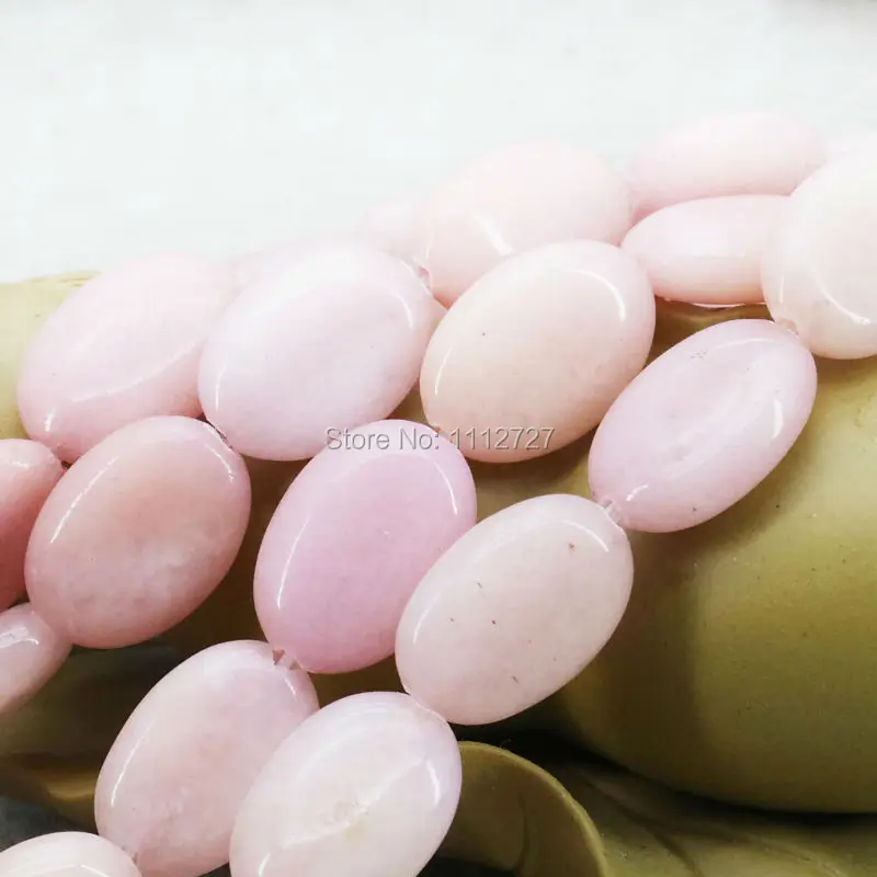 Pink Oval Chalcedony Loose DIY Beads Stone Gifts Ellipse Women Girls Gift 15inch Jewelry Making Accessory Crafts 13X18mm Fitting