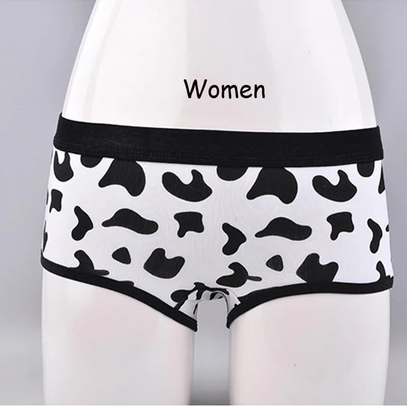 Sexy Cow pattern Couple Panties Men Underwear Boxers Sexy underpant Cotton Male Panties Shorts Cartoon Underwear Women Lingerie