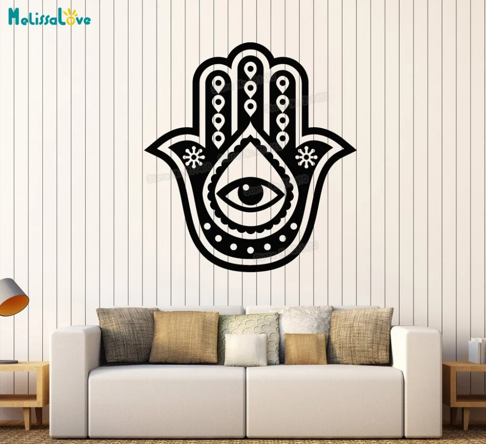 6 Different Styles Vinyl Wall Decal Hamsa Fatima Hand Talisman Amulet Room Stickers Home Decor Living Room Unique Gift  YY735