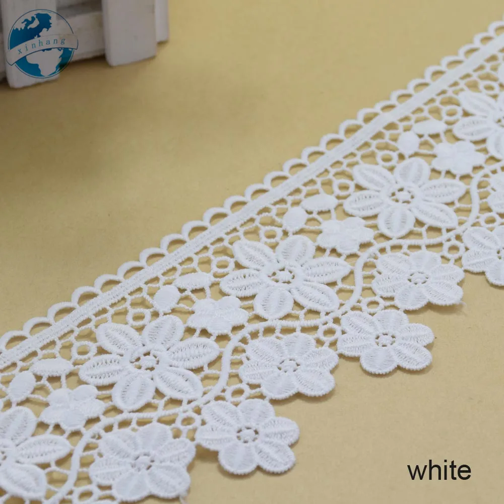 8.5cm White Polyester Embroidery Sewing Lace Fabric Ribbon Trim Womens dresses DIY Garment wedding party dress Accessories#3697