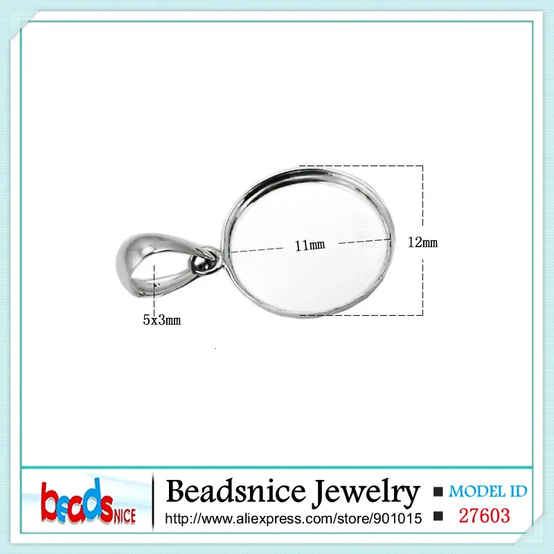 Beadsnice Solid 925 sterling silver Pendant Tray Round Bezel Pendant Blanks Silver Jewelry Making ID27603