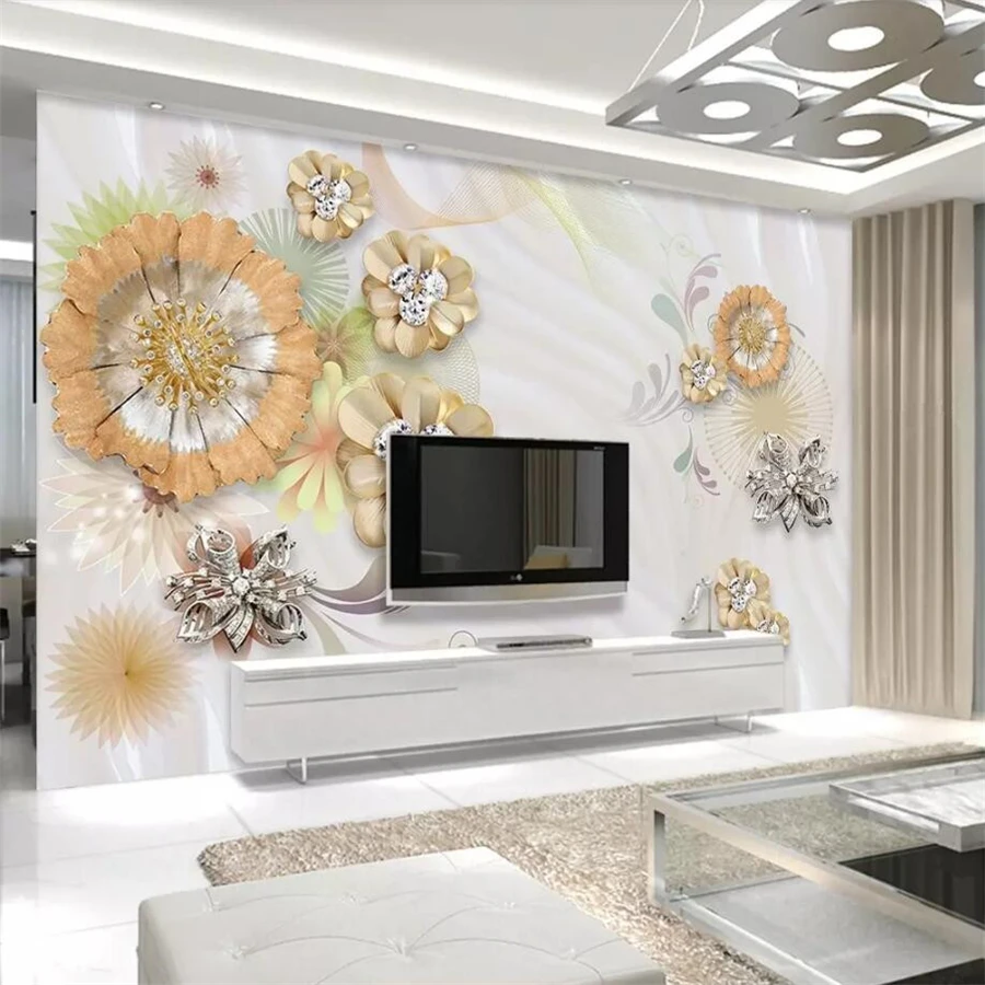 

wellyu Custom wallpaper 3d murals papel de parede Orange round diamond flower jewellery background wall papier peint wallpaper