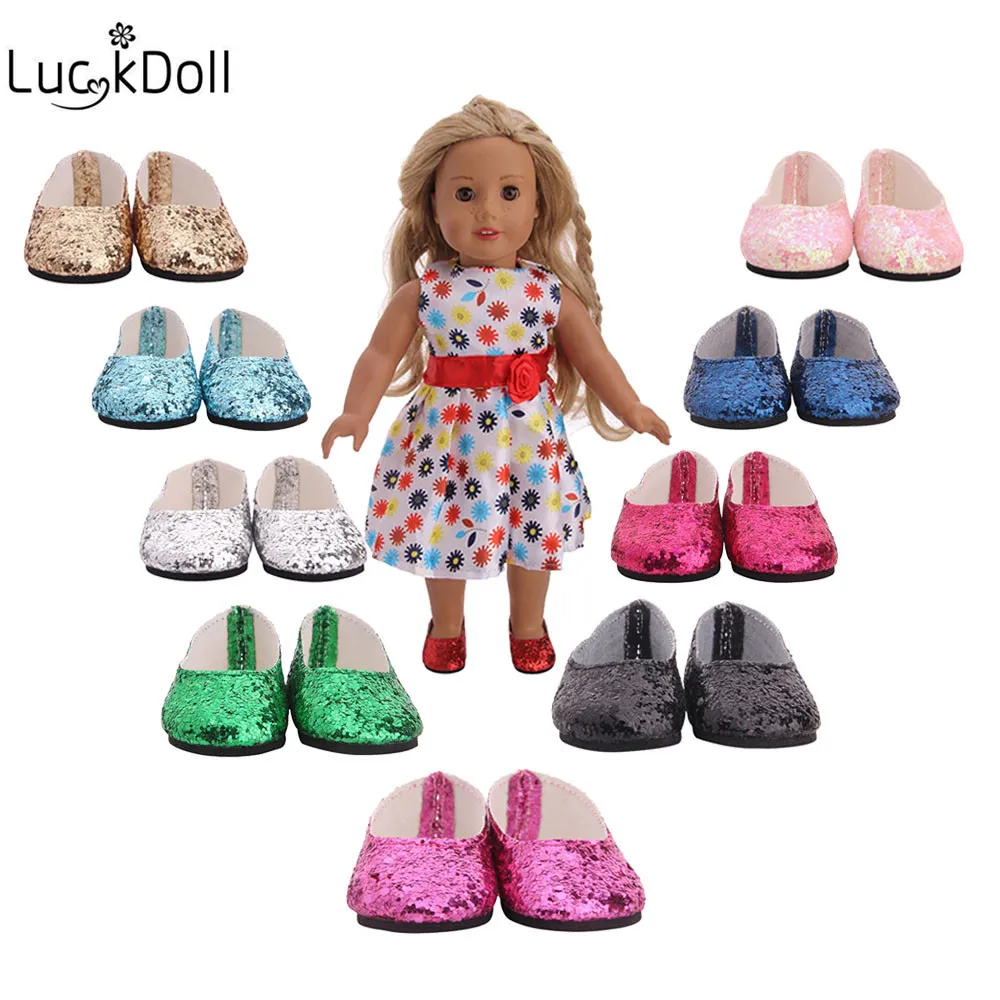 

Doll Shoes 10 Colors Sparkling Wafer Shoes For 18 Inch American&43Cm Baby New Born Doll，Our Generation , Gifts