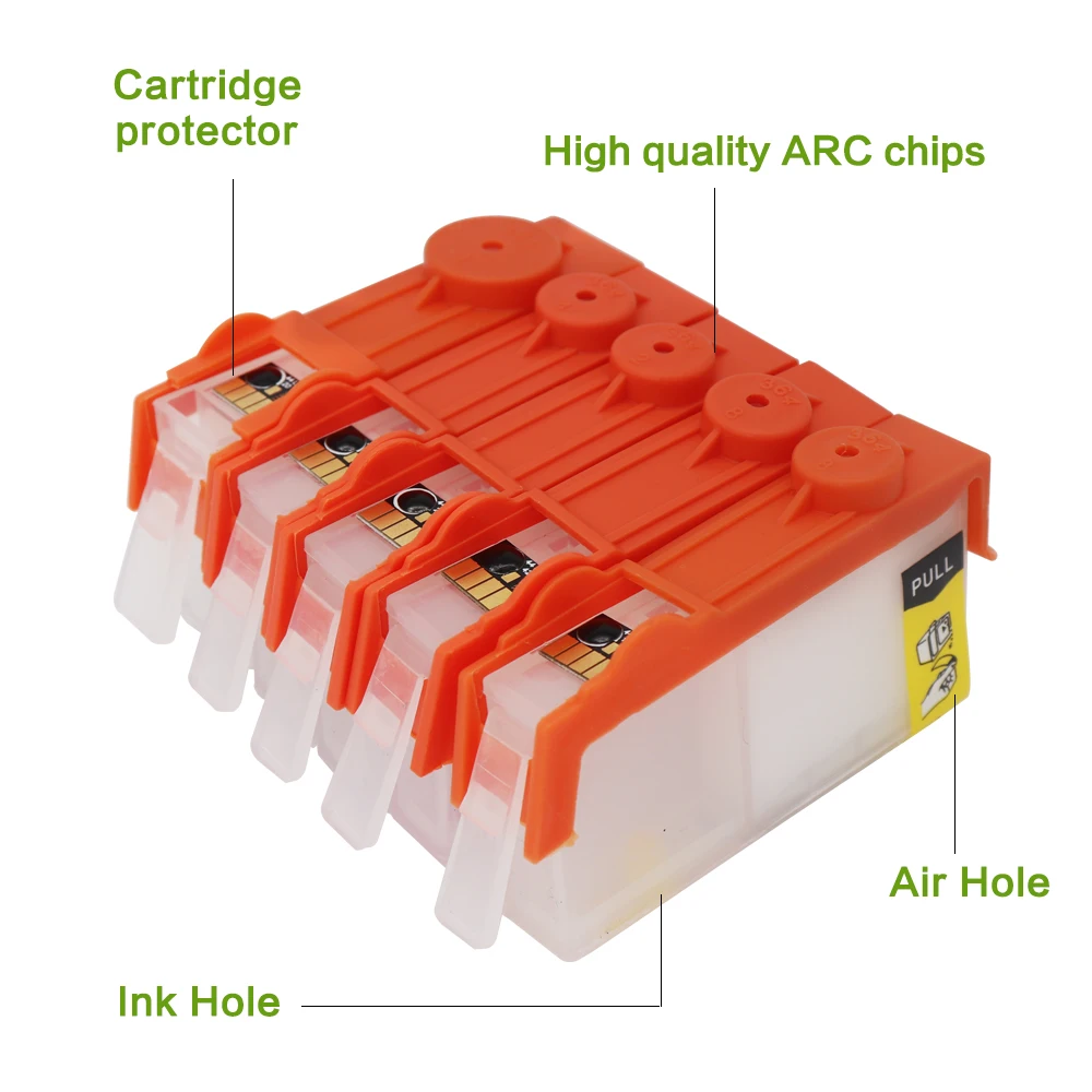 For hp564 Refillable Ink Cartridge for HP 564 XL For HP C309a 5510 6510 7510 B209 C310a C310b C310c C410a C410b With ARC Chip